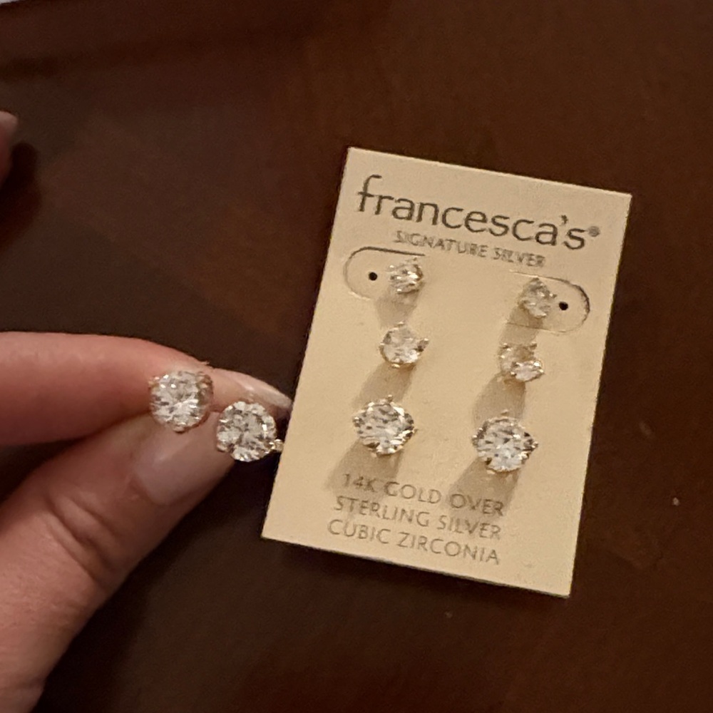 Francesca's Collections Silver Cubic Zirconia Earrings